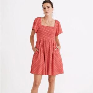 Madewell Size Medium Eyelet Lucie Smocked Mini Americana Red NA305